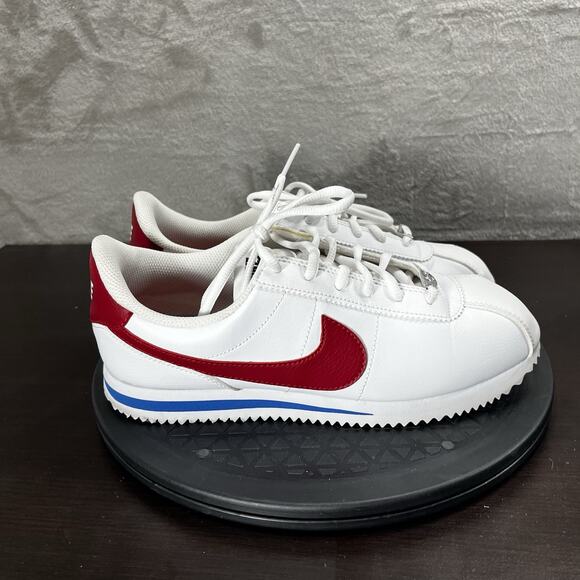 Nike Youth Sz 7 Womens Sz 8.5 Cortez Basic Leather Forrest Gump White Red Shoes - Picture 1 of 10